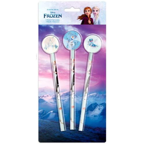 Blister 3 matite con gomma - Frozen
