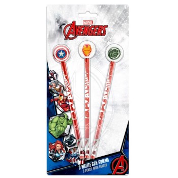 Blister 3 matite con gomma - Avengers