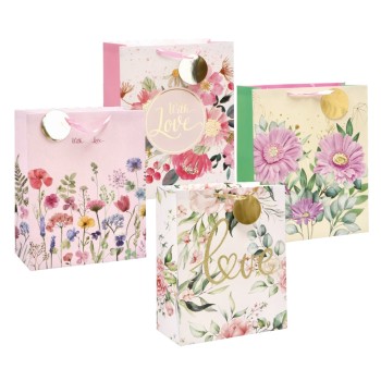 Busta regalo carta patinata Cm. 18x10x23 - Floreale -...