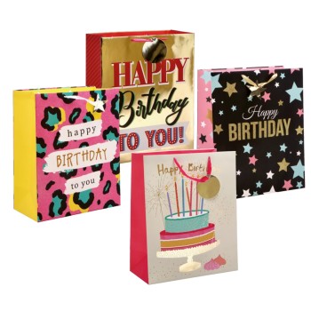 Busta regalo carta patinata Cm. 26x12x32 - Happy Birthday...