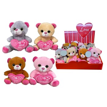 Peluche orsetto con occhioni Cm. 16 con cuore - Soggetti...