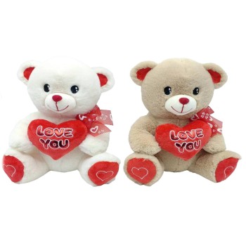Peluche orsetto cm. 30 con cuore - Modelli assortiti