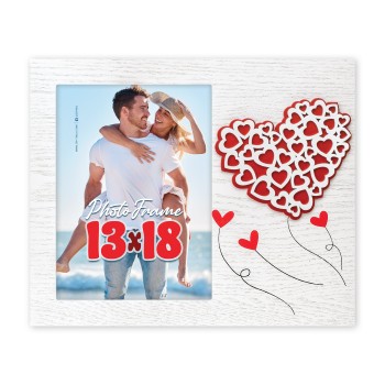Portafoto in legno «Cuori volanti» Cm. 25x21 – Foto Cm....