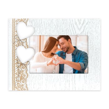 Portafoto in legno «Cuori 3D» Cm. 17x22 – Foto Cm. 10x15