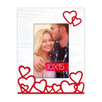 Portafoto in legno con cuori applicati Cm. 17x22 – Foto...