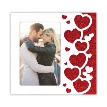 Portafoto in legno glitterato «Cuori» Cm. 18x19 – Foto...