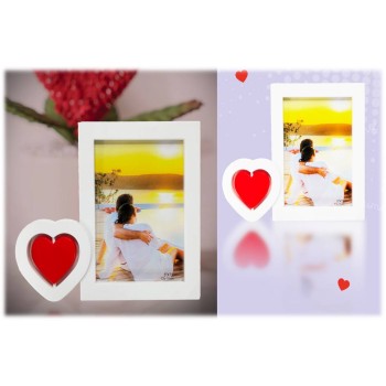 Portafoto plastificato con cuore girevole Cm. 12x24 -...