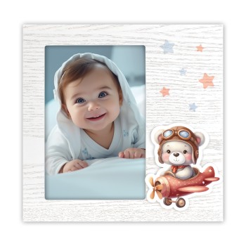 Portafoto in legno «Airplane» Cm. 18x18 – Foto Cm. 10x15