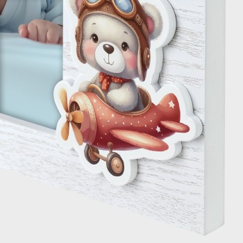 Portafoto in legno «Airplane» Cm. 18x18 – Foto Cm. 10x15 2