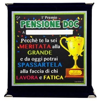 Targa a libretto vellutato Cm. 17x17 - 1° premio Pensione DOC