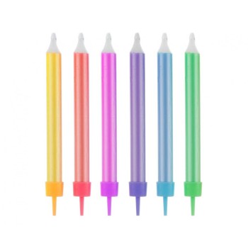 Candeline per torta Jumbo Cm. 8 - Multicolor perlate -...