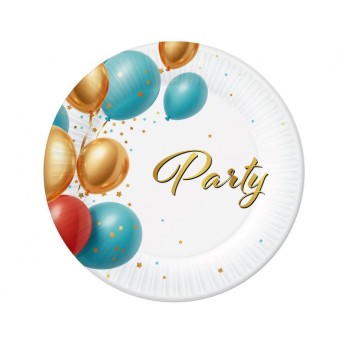 Piatti carta 18 cm. - Party con palloncini - Confezione 6...