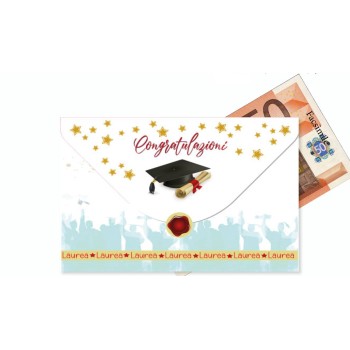 Biglietto auguri classico portasoldi Aquarelle - Laurea