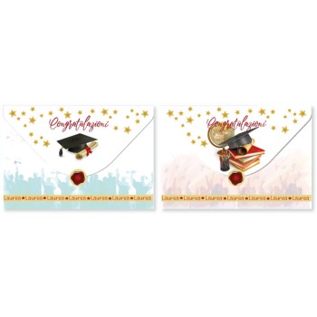Biglietto auguri classico portasoldi Aquarelle - Laurea 2