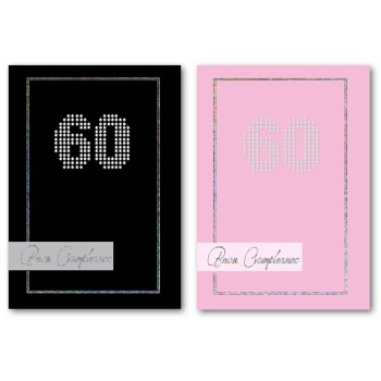 Biglietto auguri classico con strass applicati - 60 Anni