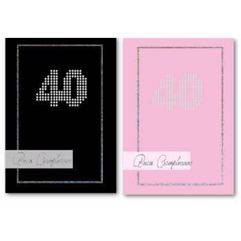 Biglietto auguri classico con strass applicati - 40 Anni