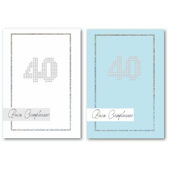 Biglietto auguri classico con strass applicati - 40 Anni 2