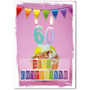 Biglietto auguri classico Buon Compleanno 60-70-80-90-100 2