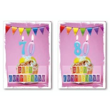 Biglietto auguri classico Buon Compleanno 60-70-80-90-100