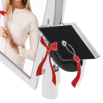 Portafoto in metallo rilievo Laurea con tocco Cm. 19x20 -... 2