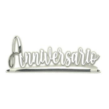 Scritta plexiglass Anniversario Argento lucido Cm. 48x17