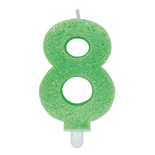 Candelina Cera Numero Glitter Classico Verde - N.8