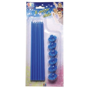 Candele lunghe stelo Cm. 20 con supporto - Blister 6...