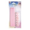 Candele lunghe stelo Cm. 20 con supporto - Blister 6 pezzi - Rosa