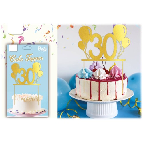 Cake topper acrilico pvc "30" Oro Gold Cm. 18x15