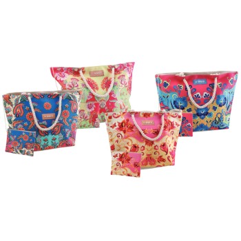 Borsa mare con pochette Cm. 58x18x38 - Flower - Soggetti...