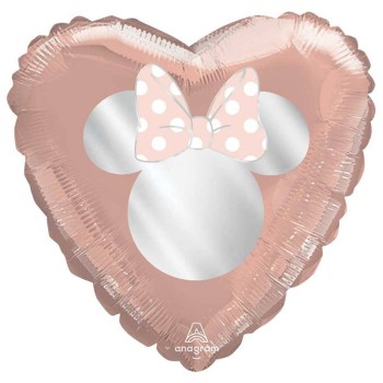Palloncino mylar 18" Cm. 45 - Minnie Party rosa gold cuore