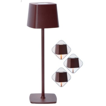 Lampada lumetto touch cappello quadrato Ruggine Cm. 11x11x37