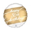 Palloncino mylar 18" Cm. 45 - White Gold - "Happy 50th Birthday"