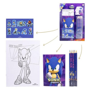 Blister accessori da disegno con stickers e colori - Sonic
