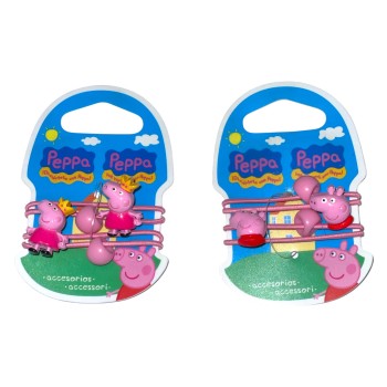 Fermacapelli elastici a filo Peppa Pig -  Blister 2 pezzi