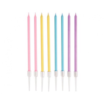 Candeline per torta macaron multicolor Cm. 14 - Blister 8...