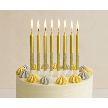 Candeline per torta matite Cm. 6 - Gold Glitter - Blister... 2