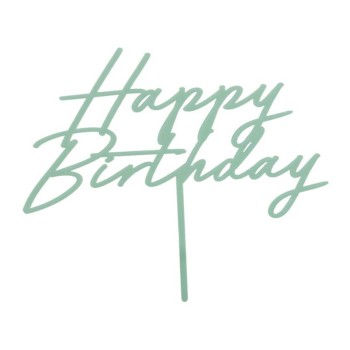Cake topper acrilico "Happy Birthday" Cm. 16,5 - Verde