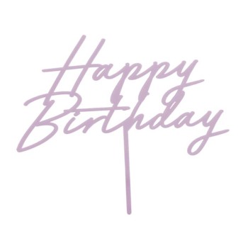 Cake topper acrilico "Happy Birthday" Cm. 16,5 - Purple