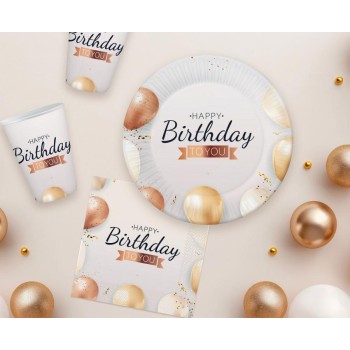 Piatto carta Cm. 18 Happy Birthday Balloon - Confezione 6... 2