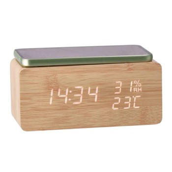 Orologio sveglia led mdf con base ricarica wireless Cm....