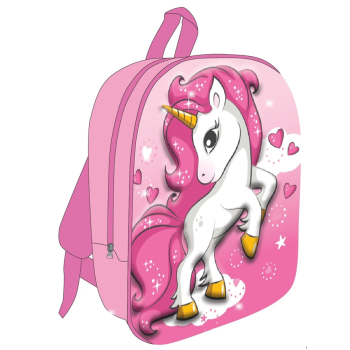 Zainetto asilo 3D Cm. 30x26x10 - Unicorno rosa