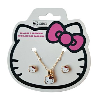 Set collana e orecchini dorati bijoux - Hello Kitty