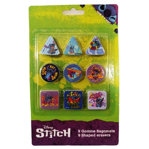 Blister 9 gomme per cancellare sagomate - Stitch