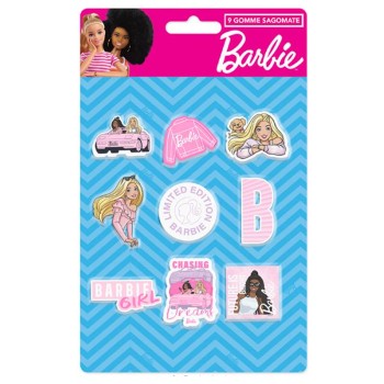 Blister 9 gomme per cancellare sagomate - Barbie