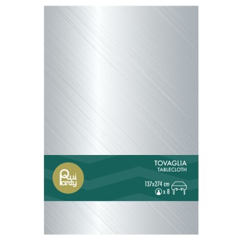 Tovaglia in plastica pvc Cm. 137x274 - Argento Silver Metal