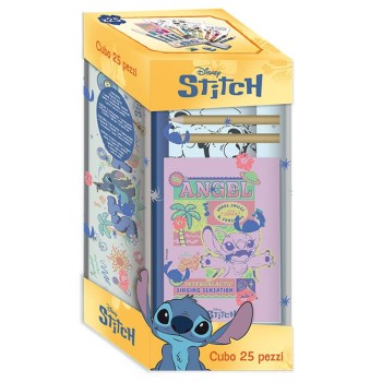 Set cancelleria in cubo 25 pezzi Cm. 24x11 - Stitch