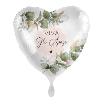 Palloncino mylar 18'' Cm. 45 - Cuore - Viva gli sposi flower