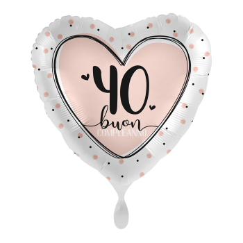 Palloncino mylar 18'' Cm. 45 - Cuore - Buon Compleanno 40