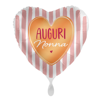 Palloncino mylar 18'' Cm. 45 - Cuore - Auguri Nonna righe